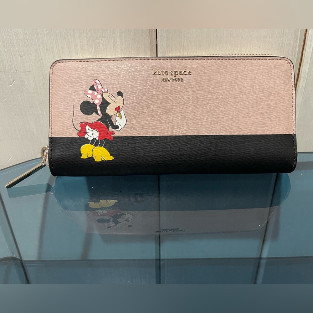 Kate Spade ♠️ x Disney Minnie Mouse Continental Wallet in Pink and Black NWT - Picture 2 of 7
